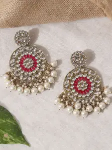 Fida Gold-Plated Kundan Contemporary Drop Earrings