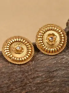 Fida Gold-Plated Circular Meenakari Stone Studded Stud Earrings