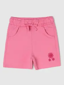 max Infant Girls Embroidered Mid-Rise Pure Cotton Shorts