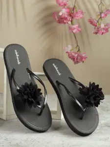Solethreads Women Black Thong Flip-Flops