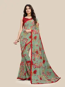 UNITED LIBERTY Floral Printed Pure Georgette Saree