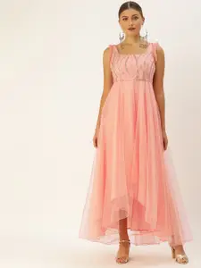 Ethnovog Embellished Sequins Square Neck Net Maxi Dress