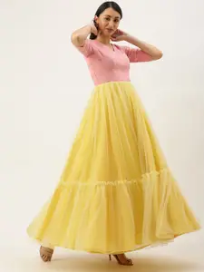 Ethnovog Colourblocked Net Maxi Dress