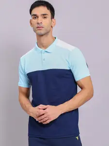 Technosport Antimicrobial Colourblocked Polo Collar Gym Slim Fit Sports T-shirt