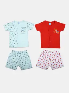 V-Mart Infants Boys 2Pcs Printed Pure Cotton Shirt with Shorts