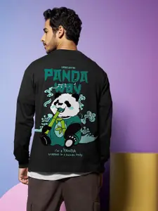 Bewakoof Black Panda Printed Cotton Oversize Fit T-shirt