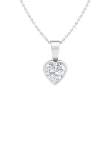 Inddus Jewels 925 Sterling Silver Rhodium-Plated Heart Shaped Pendant With Chain