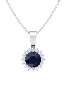 Inddus Jewels 925 Sterling Silver Rhodium-Plated CZ Studded Pendant With Chain