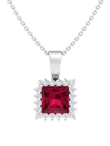 Inddus Jewels 92.5% Sterling Silver Rhodium-Plated CZ-Studded Pendant With Link Chain