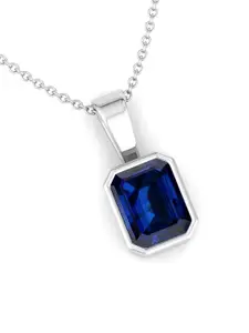 Inddus Jewels 92.5 Sterling Silver Rhodium-Plated CZ-Studded Pendant With Chain