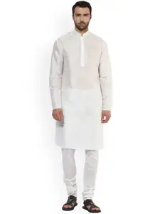 KISAH Men Off-White Solid A-Line Kurta