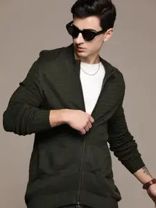 The Roadster Lifestyle Co. Self Striped Acrylic Cardigan