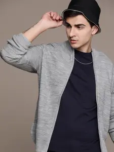 The Roadster Lifestyle Co. Self Striped Acrylic Cardigan