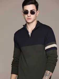 The Roadster Lifestyle Co. Colourblocked High-Neck Acrylic Pullover