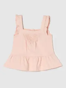 max Infant Girls Lace Insert Pure Cotton A-Line Top