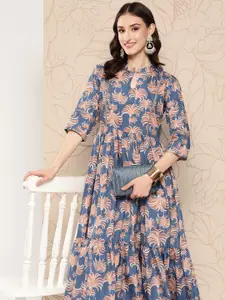 Ahalyaa Floral Printed Gathered Crepe Empire Ethnic Dress