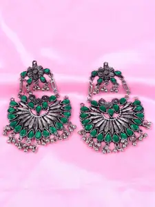 VAGHBHATT Silver-Plated Floral Chandbalis Earrings