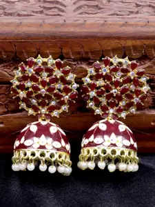 VAGHBHATT Gold-Plated Floral Jhumkas Earrings