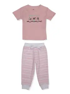 GJ baby Infant Girls Printed Super Soft Pure Cotton T-shirt With Pyjamas