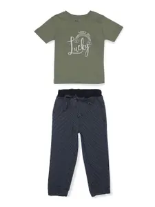 GJ baby Infant Boys Printed Round Neck Pure Cotton T-shirt With Pyjamas