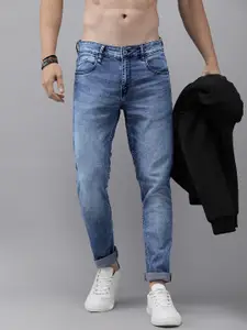 The Roadster Life Co. Men Slim Tapered Fit Heavy Fade Stretchable Mid-Rise Jeans