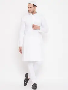 VASTRAMAY Pure Cotton Kurta With Churidar And Cap