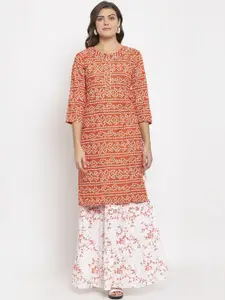 SOUNDARYA Bandhani Printed Pure Cotton Gotta Patti Kurta With Skirt