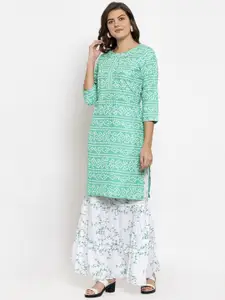 SOUNDARYA Bandhani Printed Pure Cotton Gotta Patti Kurta With Skirt