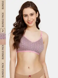 Rosaline by Zivame Pack Of 2 Printed Non Padded Non Wired Half Coverage Bra