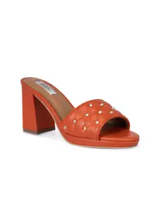 ROSSO BRUNELLO Embellished Leather Block Heels