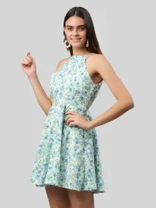 PRETTY LOVING THING Halter Neck Floral Printed Fit & Flare Dress