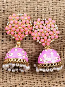 VAGHBHATT Gold Plated Floral Jhumkas Earrings