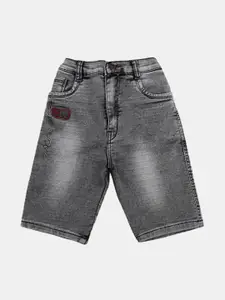 V-Mart Boys Washed Mid-Rise Denim Shorts