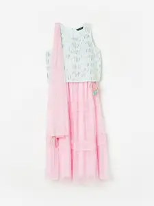 Melange by Lifestyle Girls Embroidered Sequinned Ready to Wear Lehenga Choli