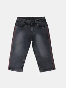 V-Mart Girls Washed Mid-Rise Denim Shorts