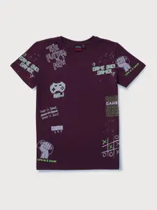 Gini and Jony Infant Boys Typography Printed Round Neck Cotton T-shirt