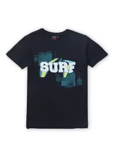 Gini and Jony Boys Typography Printed Cotton T-shirt