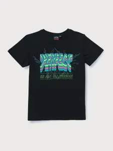 Gini and Jony Boys Typography Printed Round Neck Cotton T-shirt