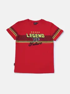 Gini and Jony Boys Typography Printed Round Neck Cotton T-shirt