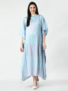 Navvi Printed Kimono Sleeve Satin Maxi Dress