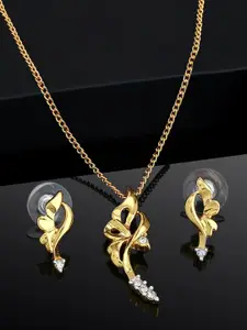 Estele Gold Plated Dazzling Pendant Set with Crystals