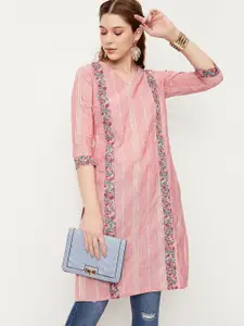 max Floral Printed V Neck Cotton Kurta