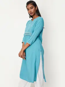 max Ethnic Motifs Yoke Design Thread Work Kurta