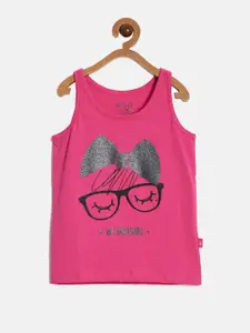 DIXCY SCOTT Slimz Girls Graphic Printed Sleeveless Cotton Comfort Fit T-shirt