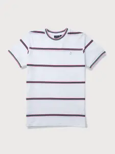 Gini and Jony Boys Round Neck Striped Cotton T-shirt