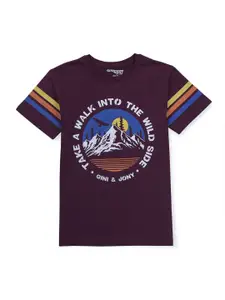 Gini and Jony Boys Graphic Printed Round Neck Cotton T-shirt