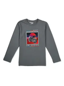 Gini and Jony Infant Boys Graphic Printed Round Neck Long Sleeves Cotton T-shirt