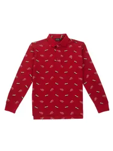 Gini and Jony Boys Conversational Printed Polo Collar Cotton T-shirt