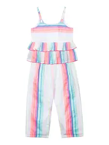 Budding Bees Girls Striped Shoulder Straps Pure Cotton Top with Trousers