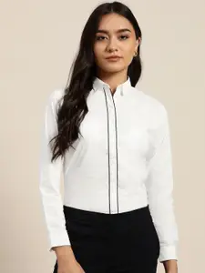 Hancock New Slim Fit Spread Collar Opaque Formal Shirt
